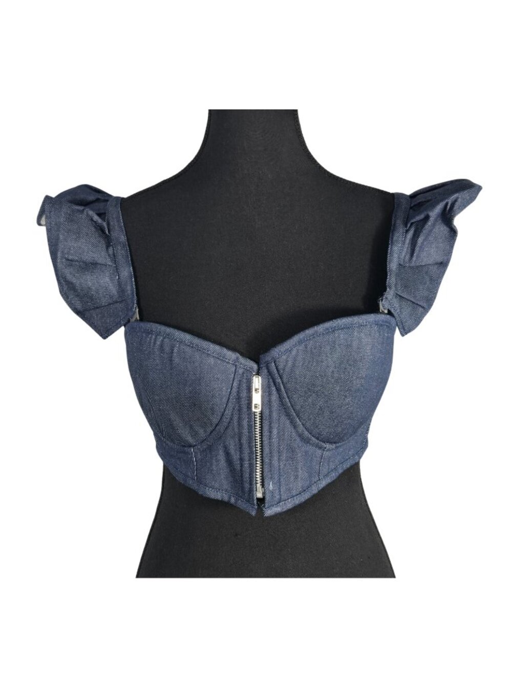 NWT Lavish by Daisy Corsets Dark Wash Denim Ruffle Underwire Corset Top | Small